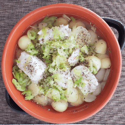 Zuppa di baccala’ con porri e patate