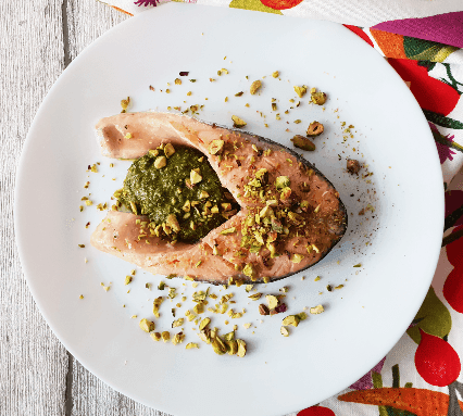 Salmone alla crema di pistacchio