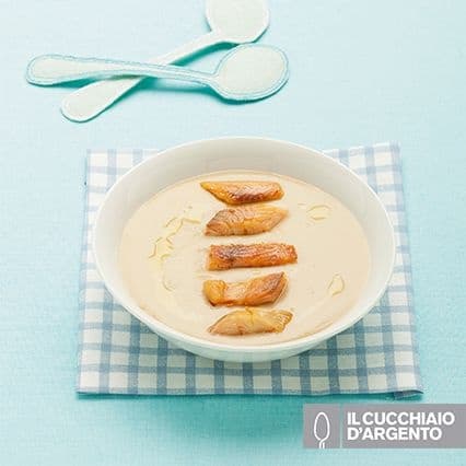 Crema di cannellini con trota salmonata al rosmarino