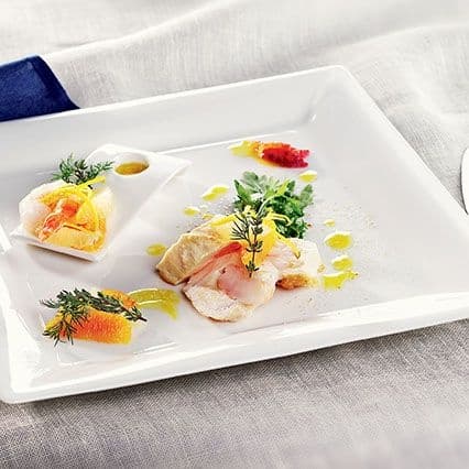 Petto di pollo farcito ai gamberi con vinaigrette agli agrumi