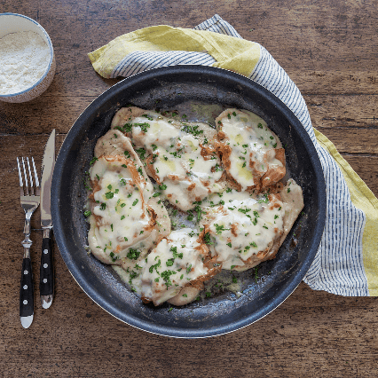 Scaloppine con prosciutto e formaggio