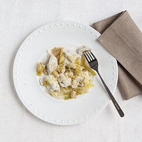 Merluzzo con porri e lime