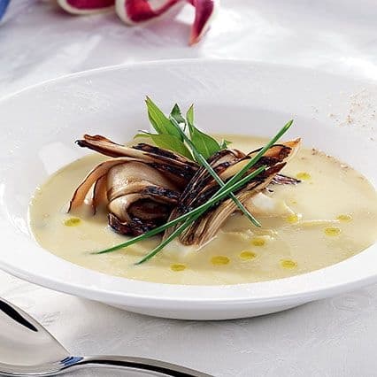 Crema di mais con radicchio di treviso grigliato