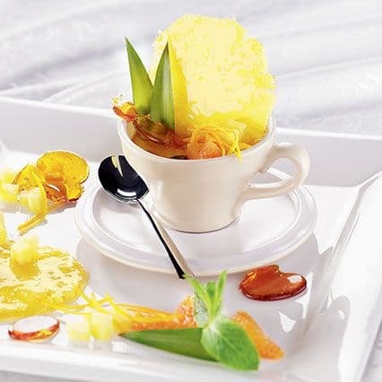 Crema all'arancia con ananas caramellato