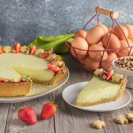 Crostata con frolla e crema di ricotta al pistacchio